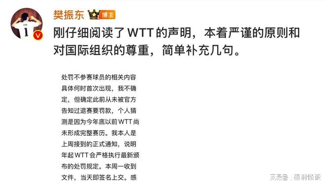 樊振东，以行动与回应诠释实力——WTT声明的深度解读