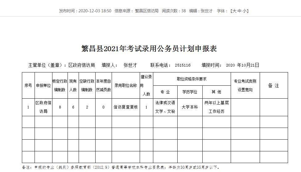 安徽2021年公务员招聘公告发布