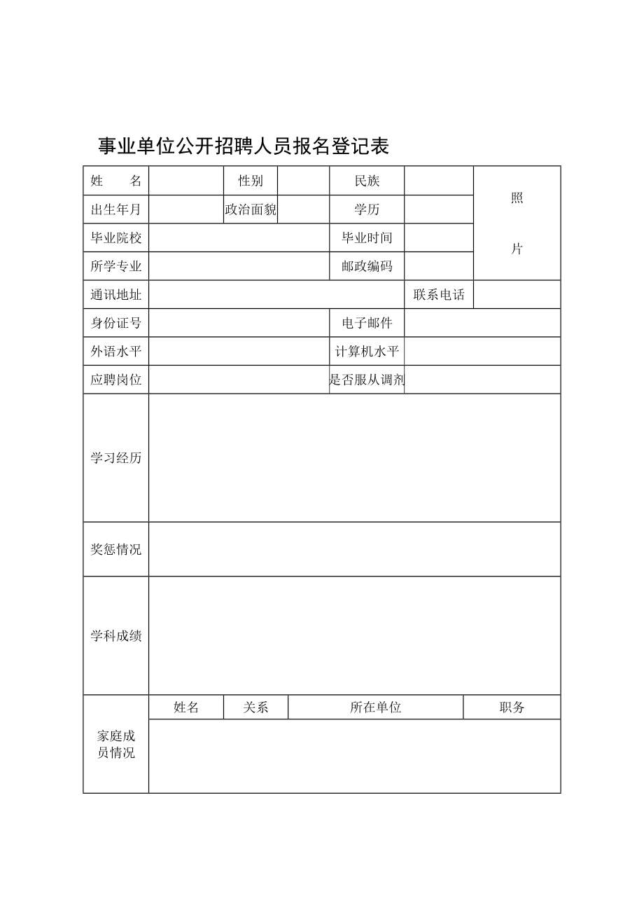 事业单位公开招聘人员登记表全面解析