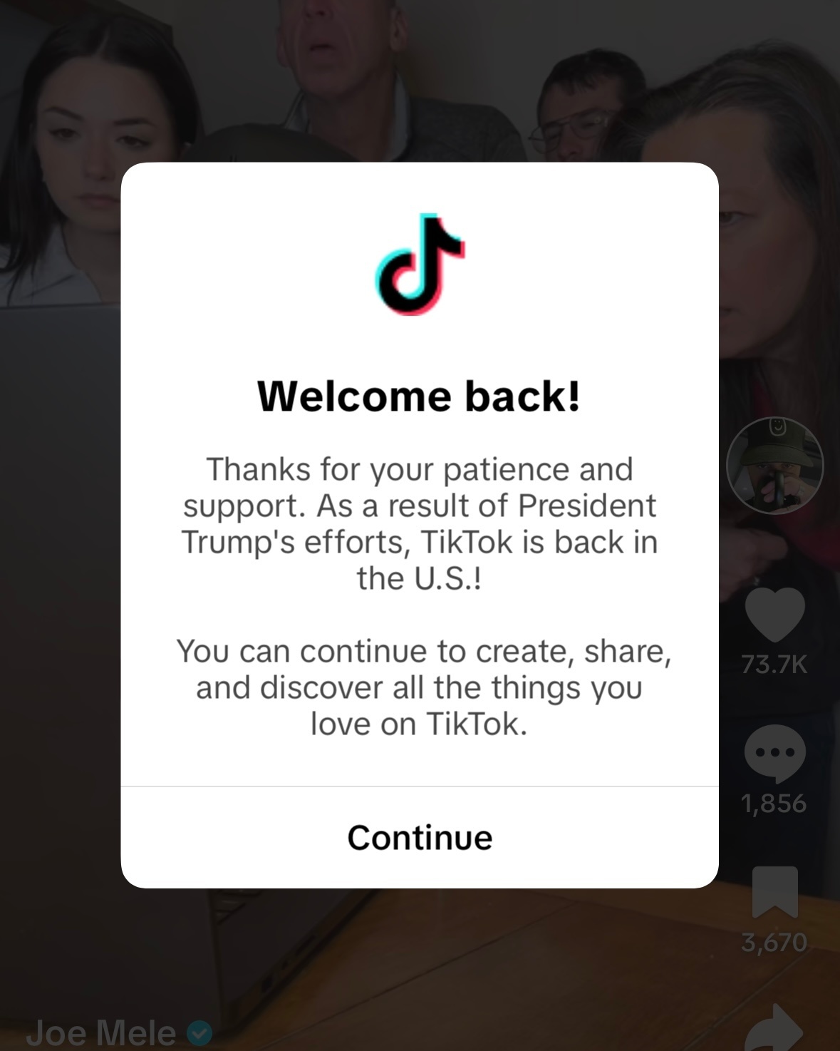 TikTok恢复服务，美国网友欢呼雀跃